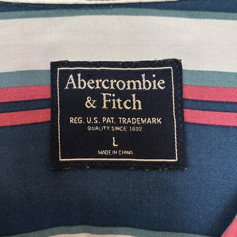 Abercrombie & Fitch Red, Blue, and White Striped Casual Shirt - Picture 4 of 10